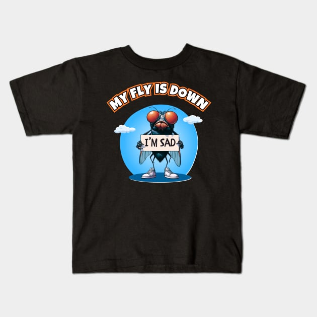 My Fly Is Down Kids T-Shirt by Kenny The Bartender's Tee Emporium